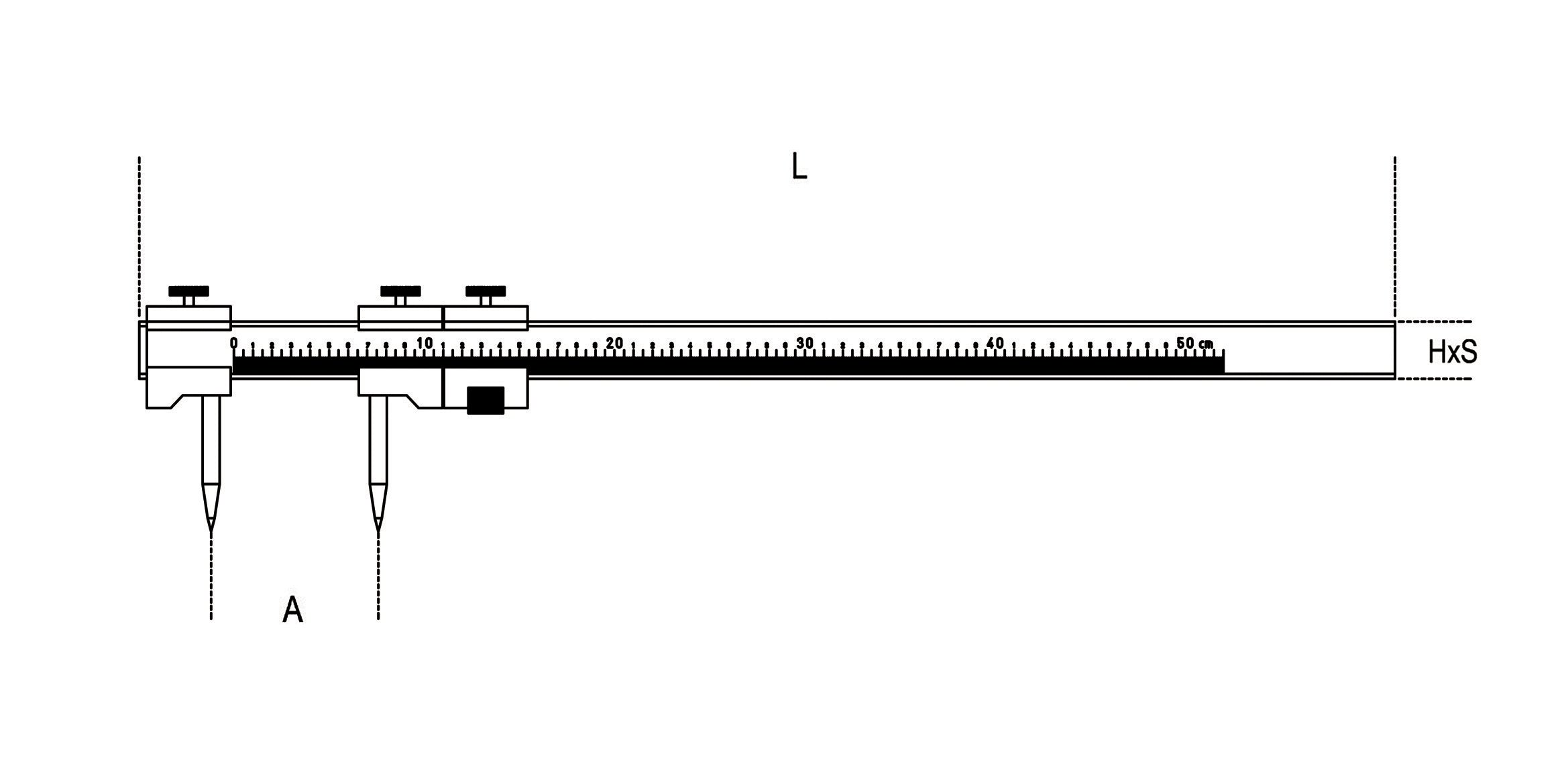 Compasso a verga corpo e punte di tracciatura acciaio temprato Beta 1680