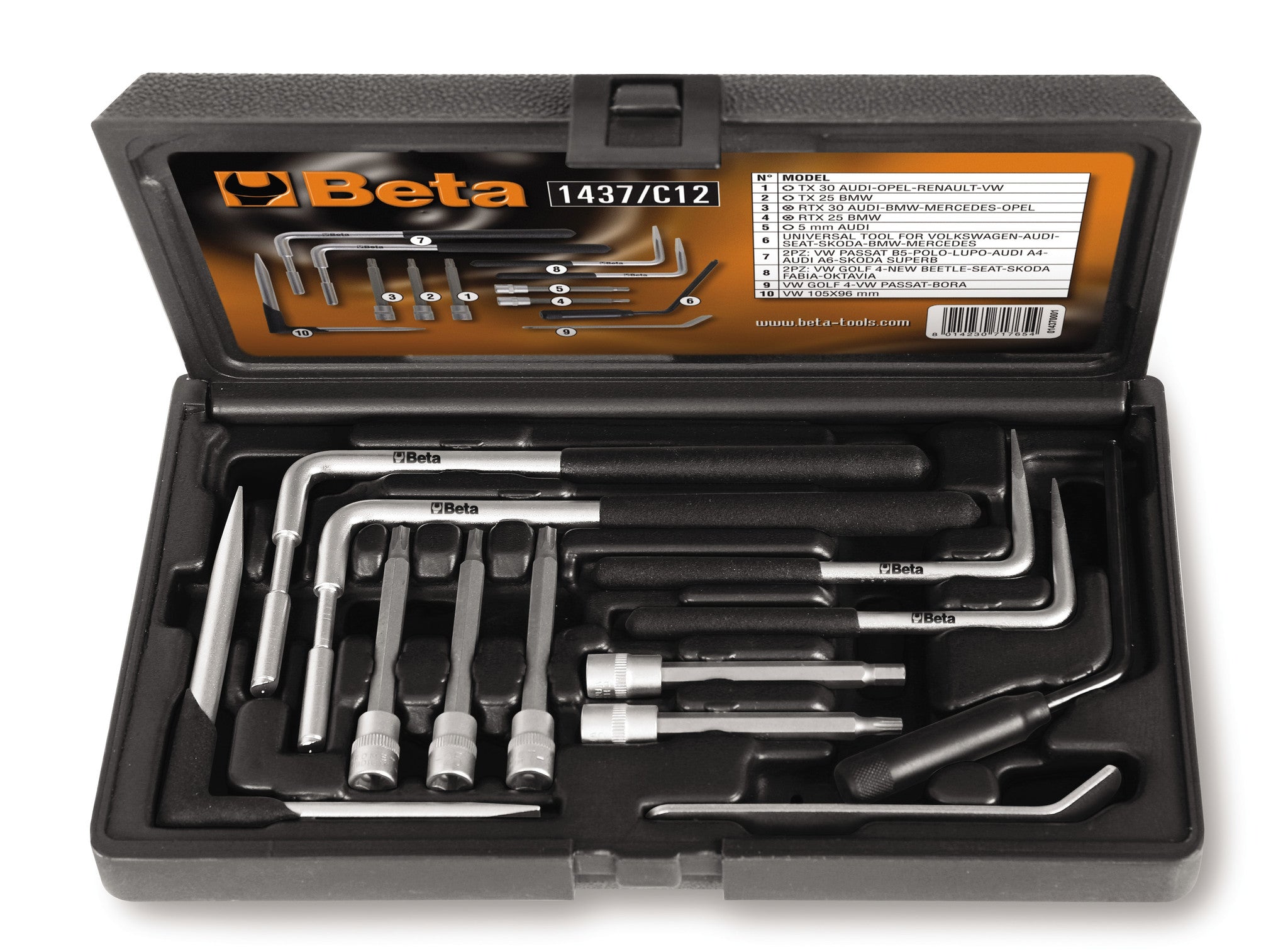 Assortimento 12 utensili per rimozione air bag Beta 1437/C12