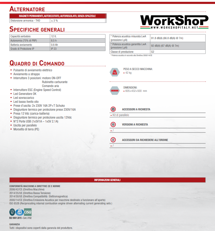 Generatore corrente Mosa GE4500 Inverter Supersilenziato GE 4500 MI 4,2KW