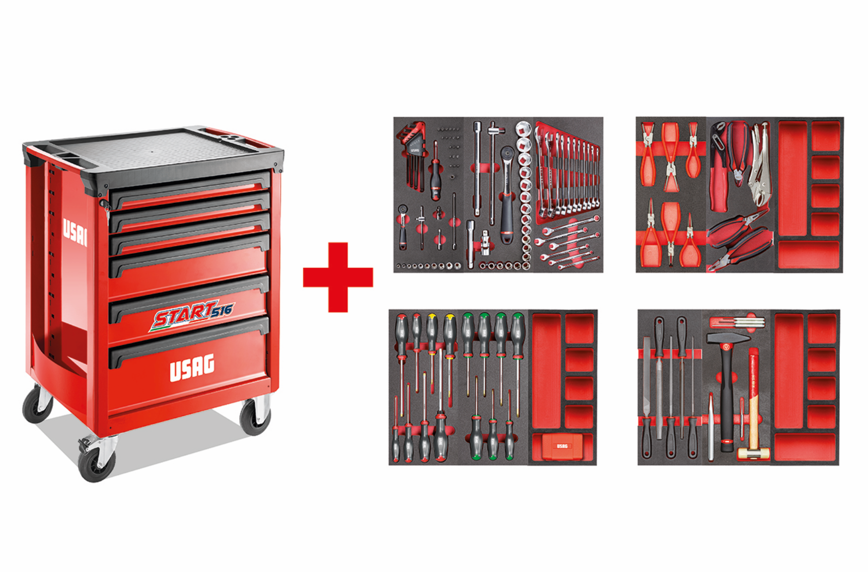 Carrello Usag START 516 ST6MM con assortimento MANUTENZIONE 495MB 156pz
