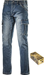 Pantaloni jeans elasticizzati Diadora "stone cargo denim" colore blu