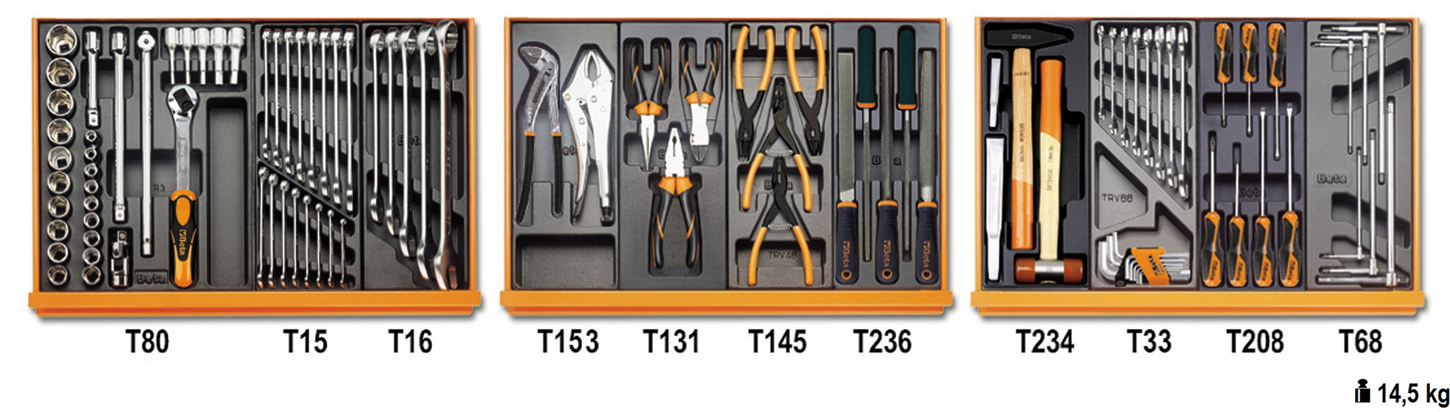 Assortimento di 98 utensili in termoformato 5904VI/1T