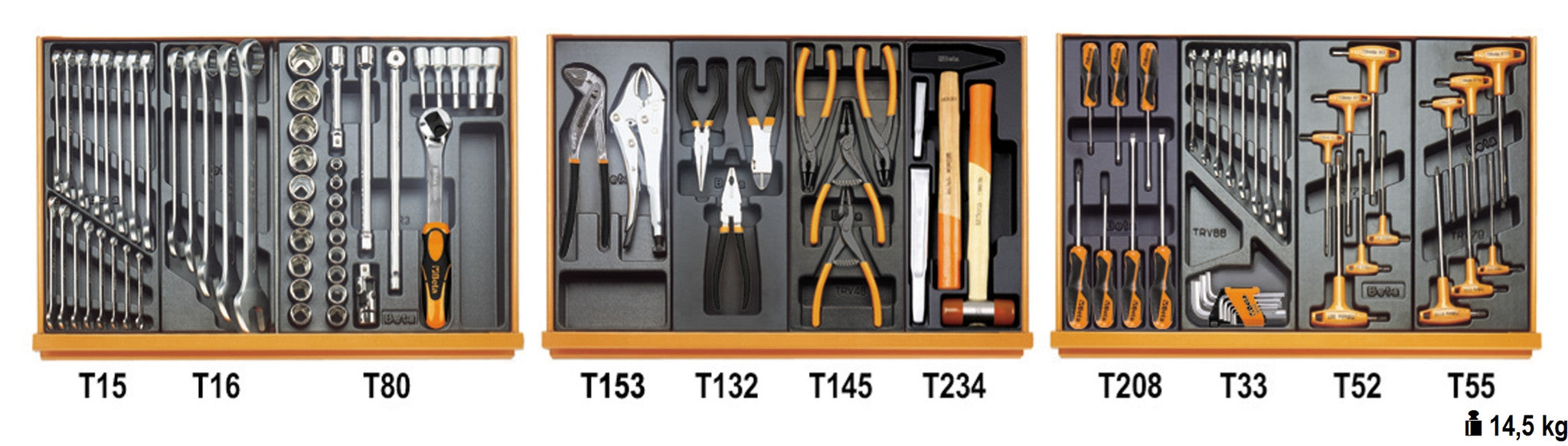 Assortimento di 99 utensili in termoformato 5904VG/2T