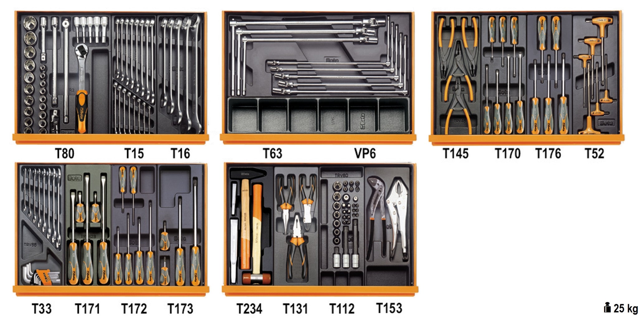 Assortimento di 153 utensili in termoformato 5904VG/5T