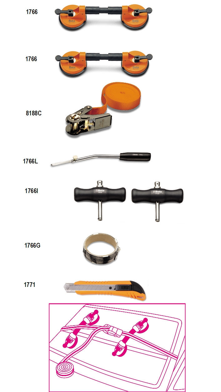 Set 8 utensili cristalli auto Beta 1766/8