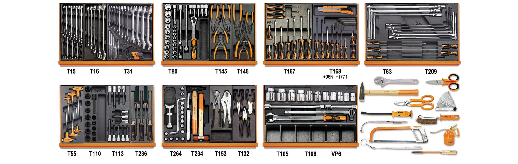 Assortimento di 212 utensili in termoformato 5908VG/2T