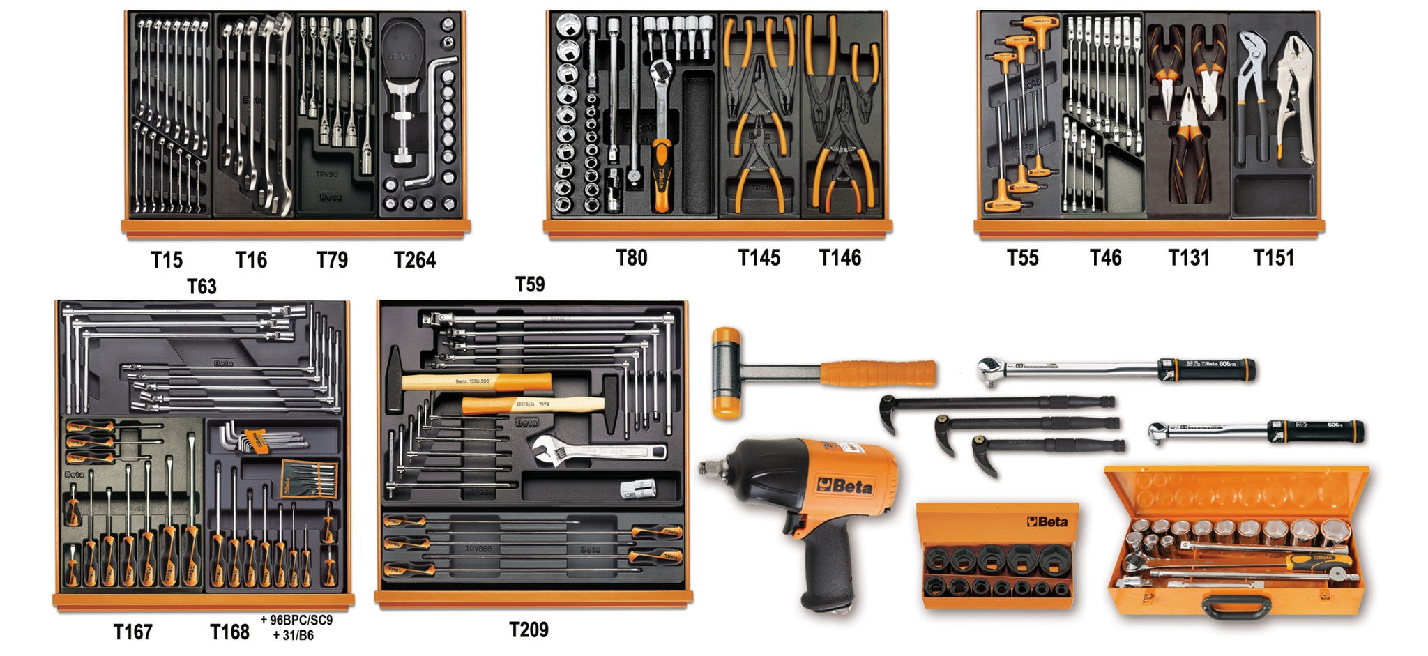 Assortimento di 202 utensili in termoformato 5910VG/3T