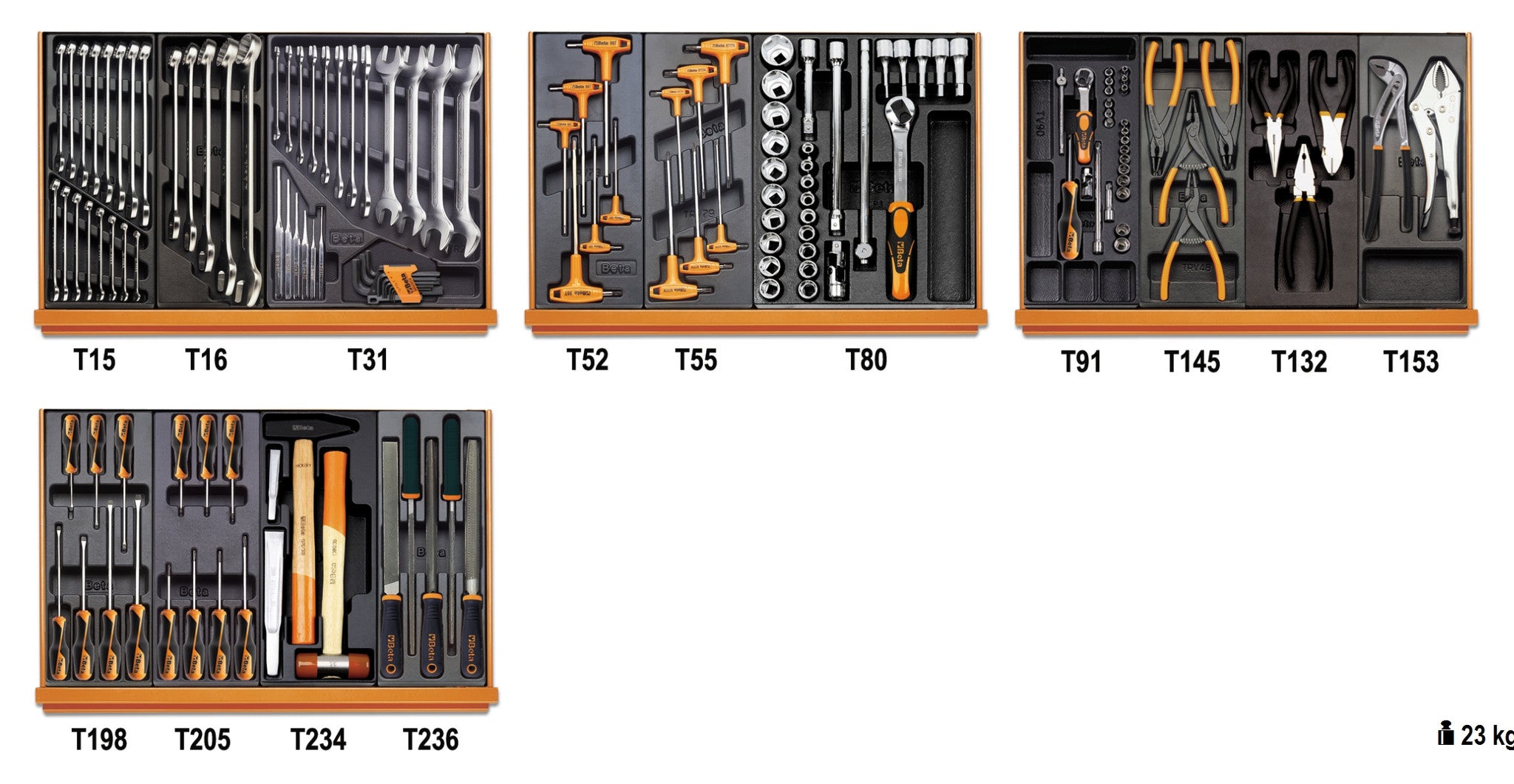 Assortimento di 146 utensili in termoformato 5904VU/3T