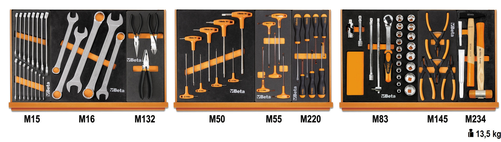 Assortimento di 76 Utensili in Termoformato Morbido Beta 5904VG/1M