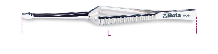 Pinzetta molla becchi larghi diritti incrociati zigrinati INOX Beta 998