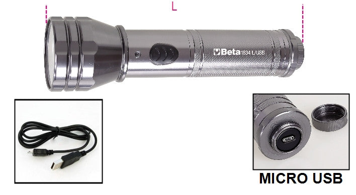 Torcia LED ricaricabile Beta 1834L/USB