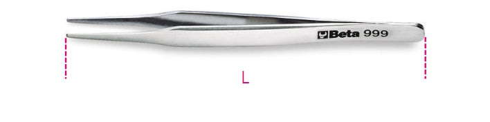 Pinzetta molla antiacido antimagnetica punte piatte arrotondate INOX Beta 999