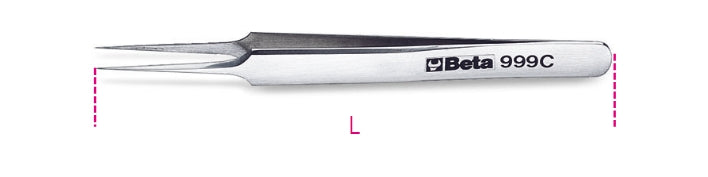 Pinzetta molla antiacido antimagnetica punte finissime diritte INOX Beta 999C