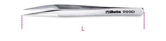 Pinzetta molla antiacido antimagnetica punte finissime angolate INOX Beta 999D