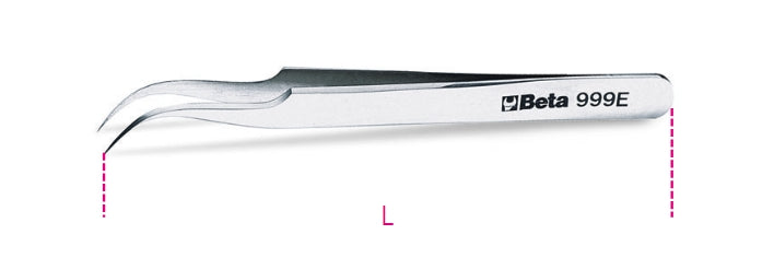 Pinzetta molla antiacido antimagnetica punte finissime curve INOX Beta 999E
