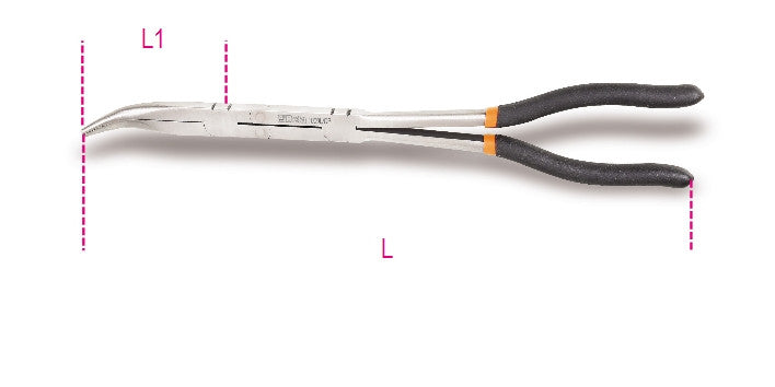 Pinza becchi mezzotondi lunghissimi zigrinati doppio snodo Beta 1009L/DP