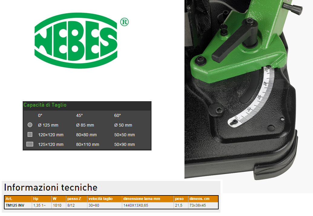 Segatrice a nastro Nebes TM 125 inverter