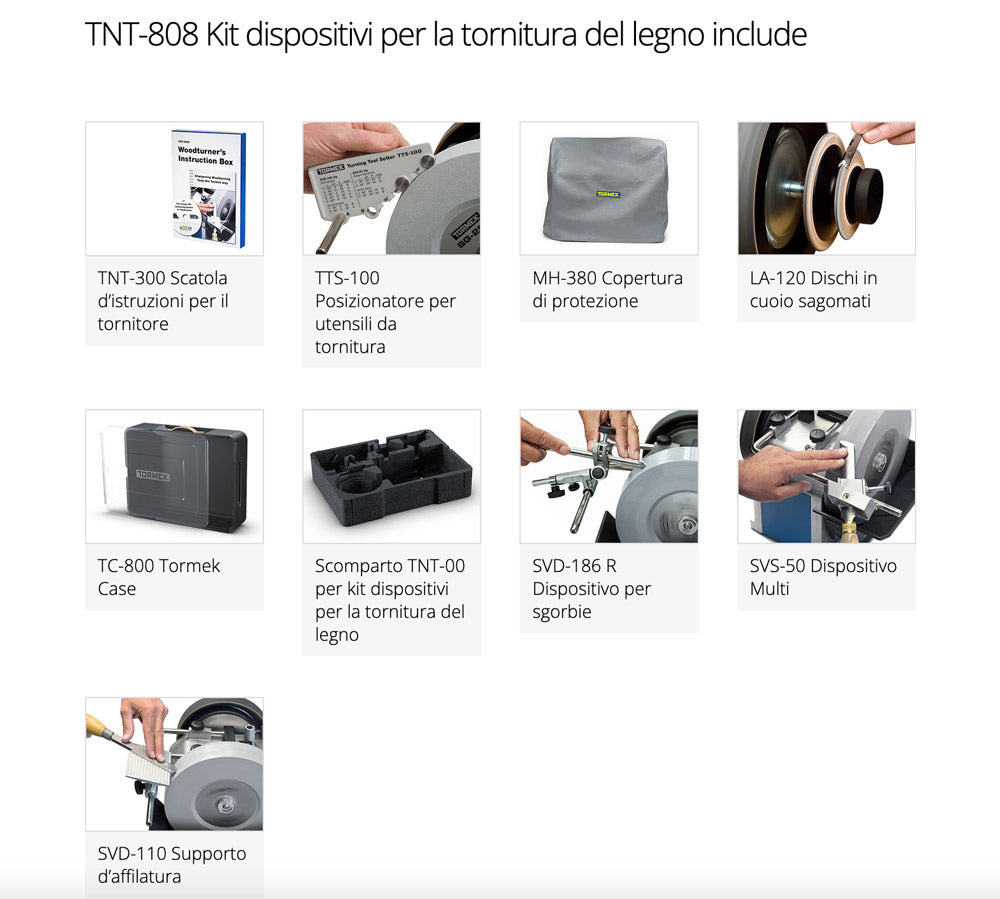Kit dispositivi per la tornitura del legno Tormek TNT-808