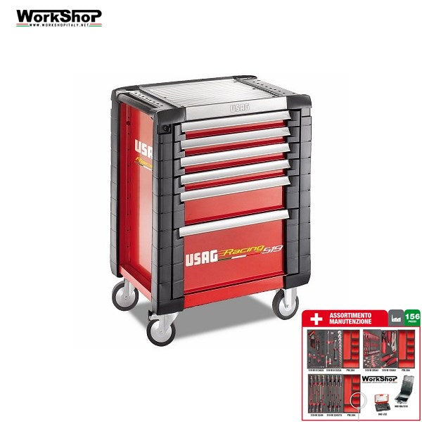 Carrello Usag 519 R6/3I-S U05198022 + Set Utensili 156 utensili manutenzione industriale
