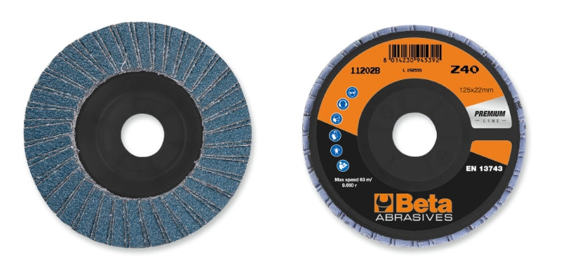 Dischi lamellari con tela abrasiva allo zirconio Supporto in plastica e lamella doppia Beta 11202B