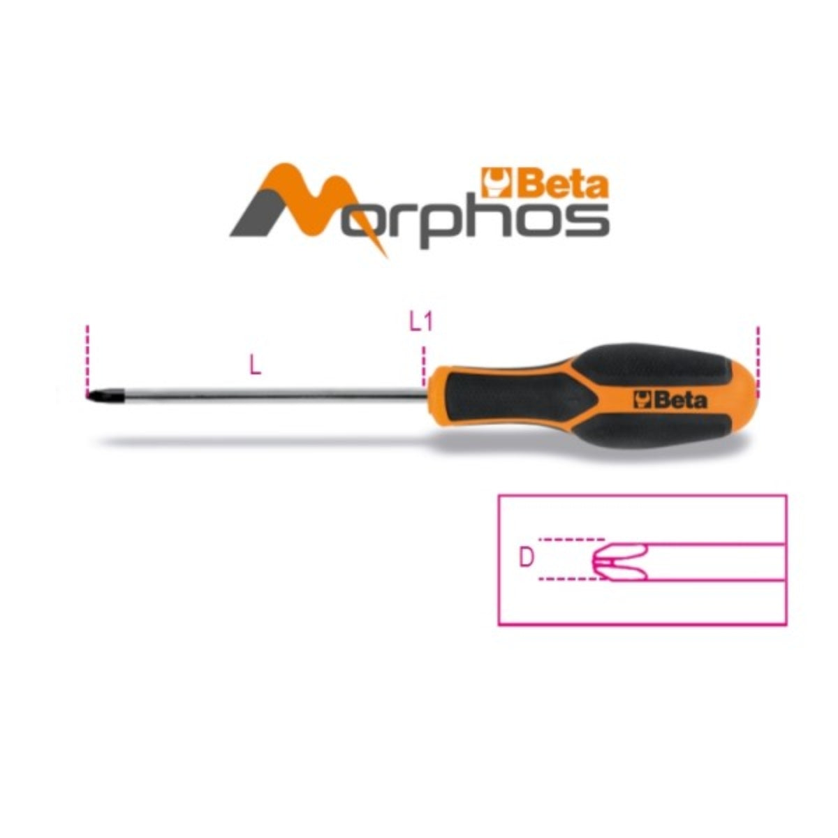 Giravite Morphos per viti con impronta a croce Phillips® Beta 1222 - Disegno con misure