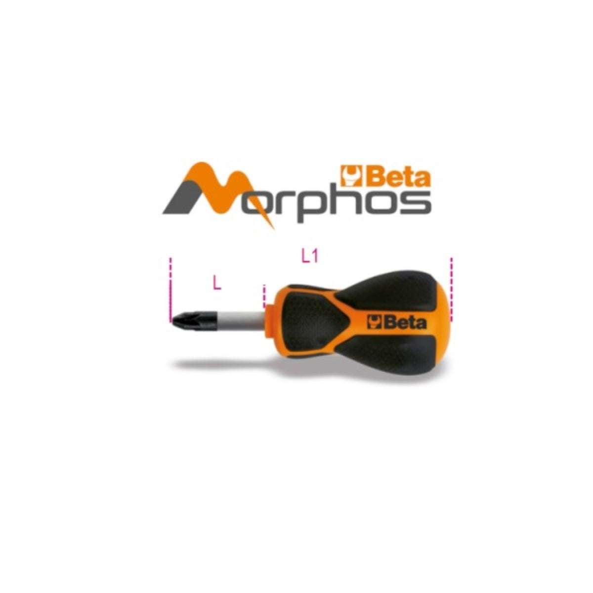 Giravite Morphos per viti con impronta a croce Pozidriv®-Supadriv® tipo cortissimo Beta 1229N/PZ - Disegno con misure