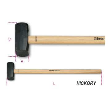 Mazze a coppia manico in legno hickory Beta 1381 - Disegno con misure