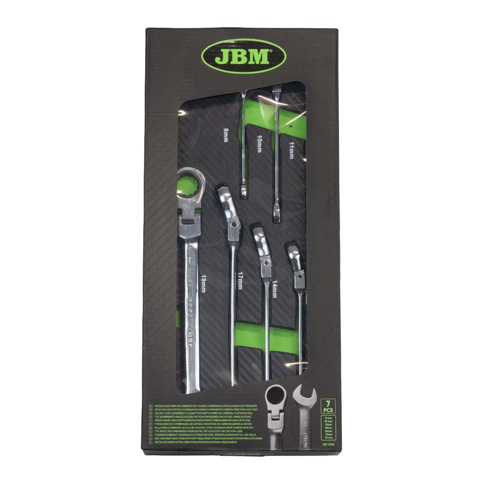 MODULO DI 7 CHIAVI A CRICCHETTO GIREVOLI IN FIBRA DI CARBONIO PIANO IN EVA - RIVESTIMENTO A SPECCHIO JBM 15158