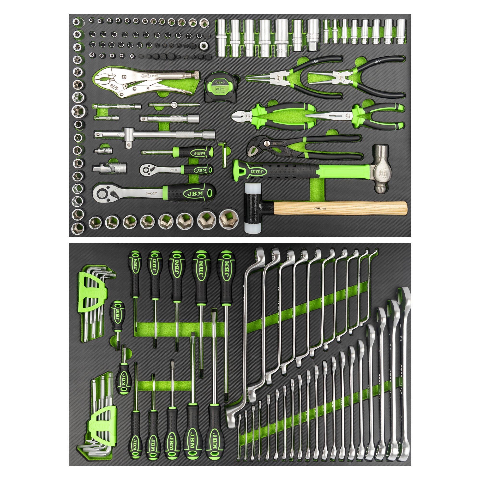 CARRELLO CON 11 CASSETTI E PANNELLO FORATO - CON UTENSILI 332 PEZZI 54724 JBM
