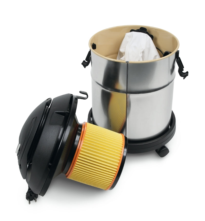 Aspiratore 20 litri per solidi e liquidi, bidone in acciaio INOX Beta Aspiratore 20 litri per solidi e liquidi, bidone in acciaio INOX Beta