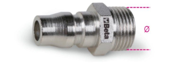 Innesti rapidi profilo asiatico filettati maschio, GAS conici BSPT Beta 1916JM