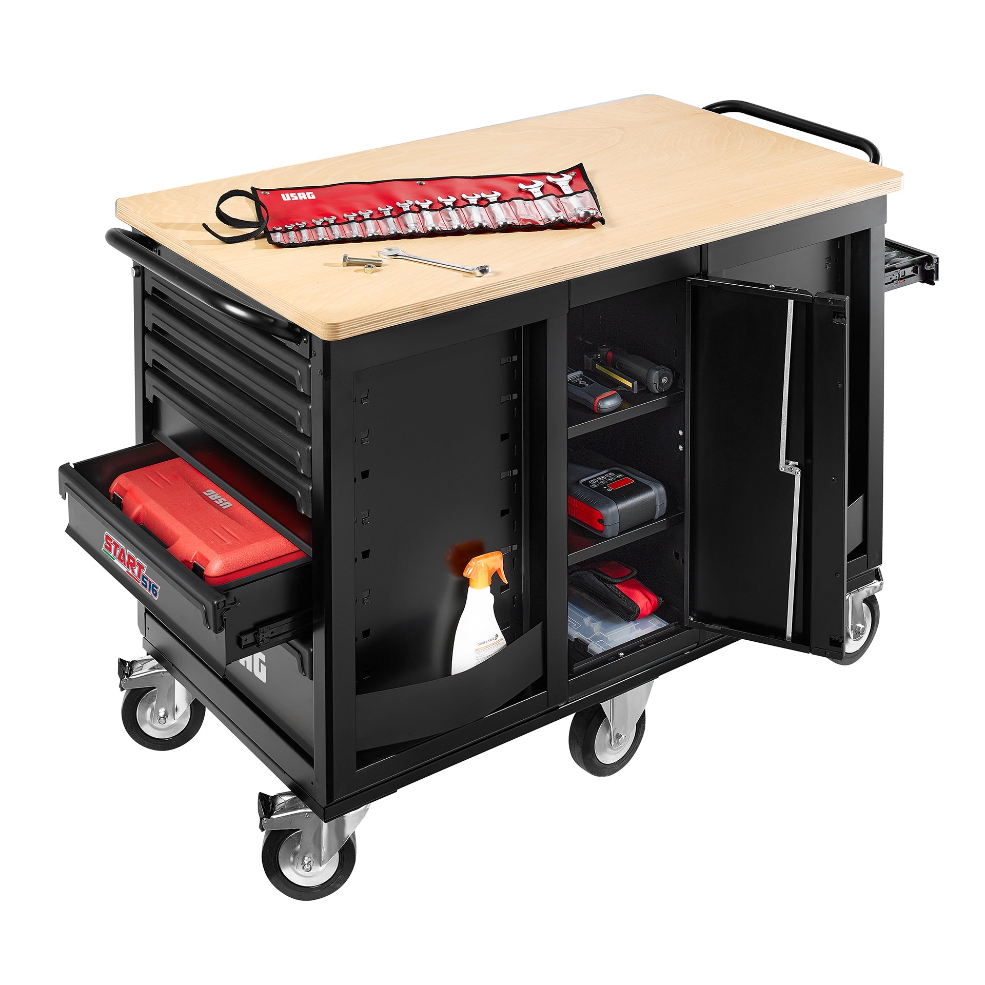 Banco da lavoro mobile START - 12 cassetti (vuoto) Usag 516 STBU12V