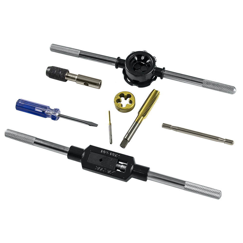 SET DI 58 PIEZZI DI MASCHI E FILIERE RIVESTITI IN TITANIO PASSO METRICO JBM 50792