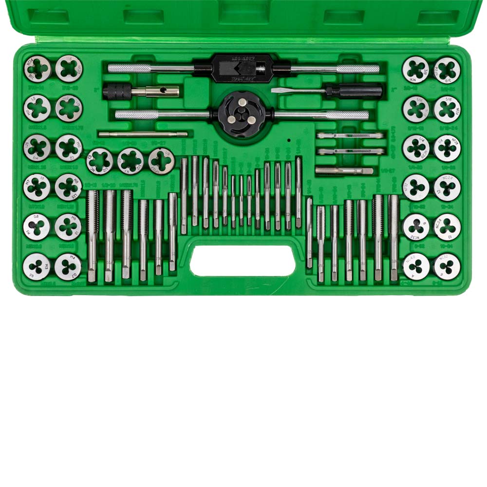 SET DI 58 PEZZI DI MASCHI E FILIERE RIVESTITI IN TITANIO METRICO E POLLICI JBM 50793