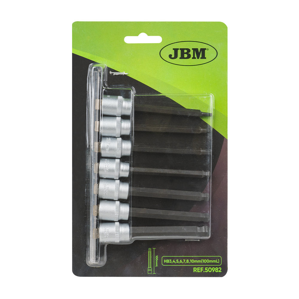 SET DI 7 INSERTI ALLEN A SFERA CON BUSSOLE 3/8" 50982 JBM