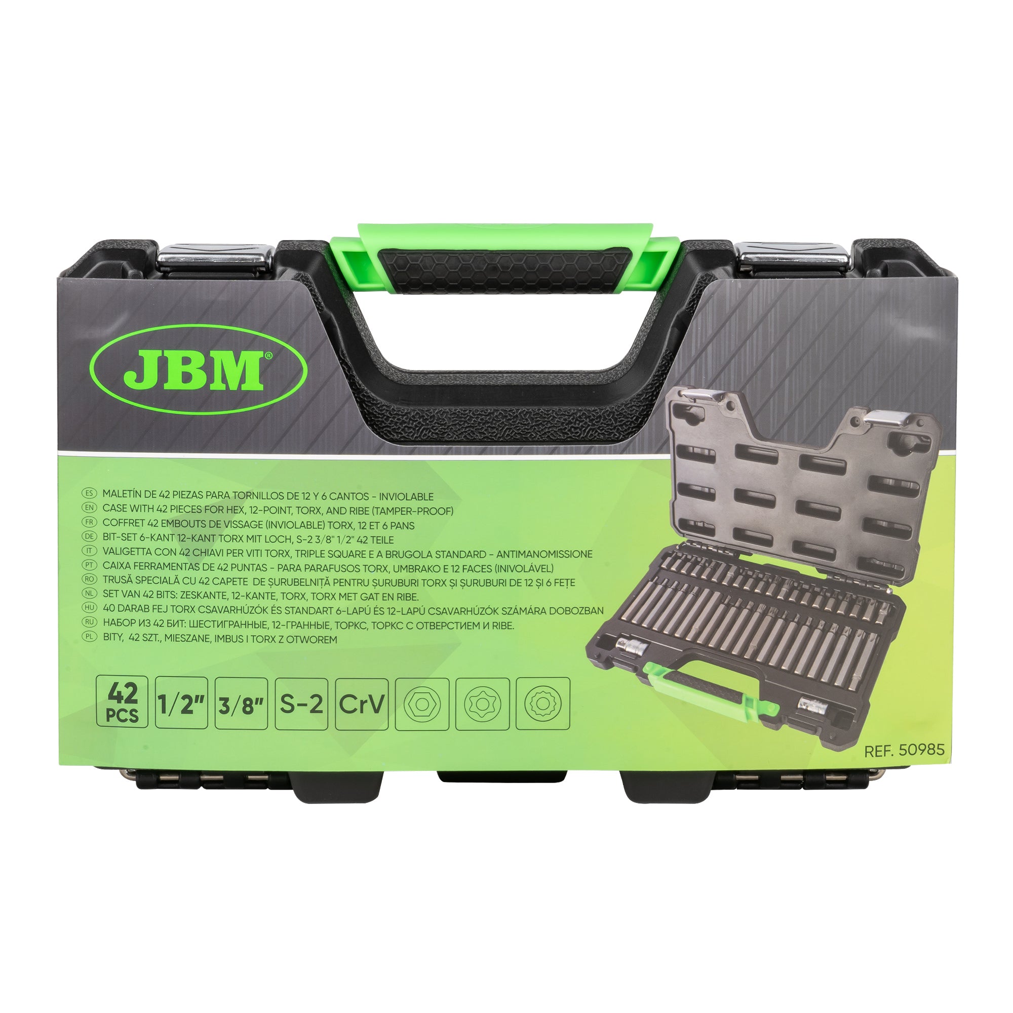 VALIGETTA CON 42 CHIAVI PER VITI TORX, TRIPLE SQUARE E A BRUGOLA STANDARD ANTIMANOMISSIONE JBM 50985