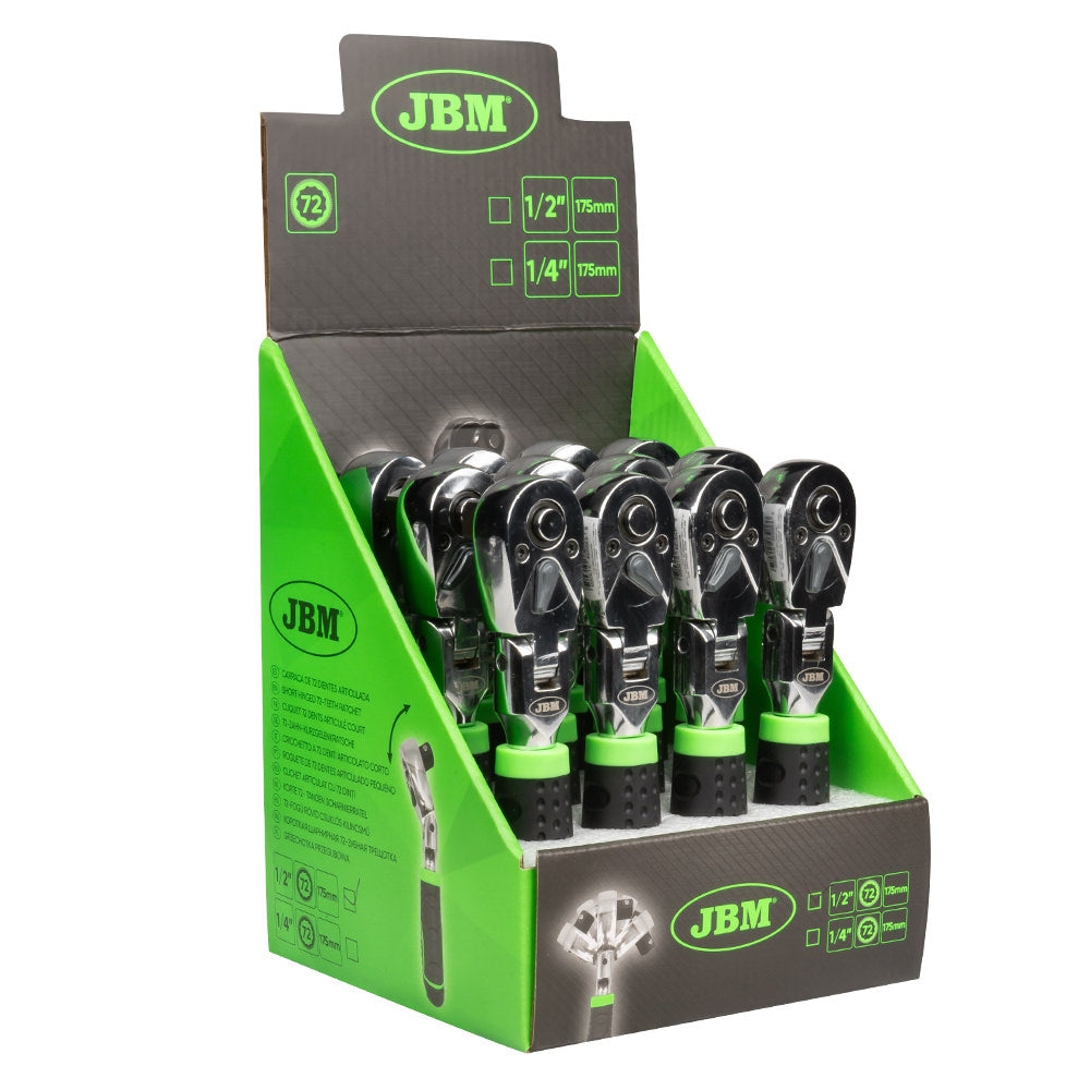 CRICCHETTO ARTICOLATO 1/2" CON TESTA A 72 DENTI 175MM 51305 JBM