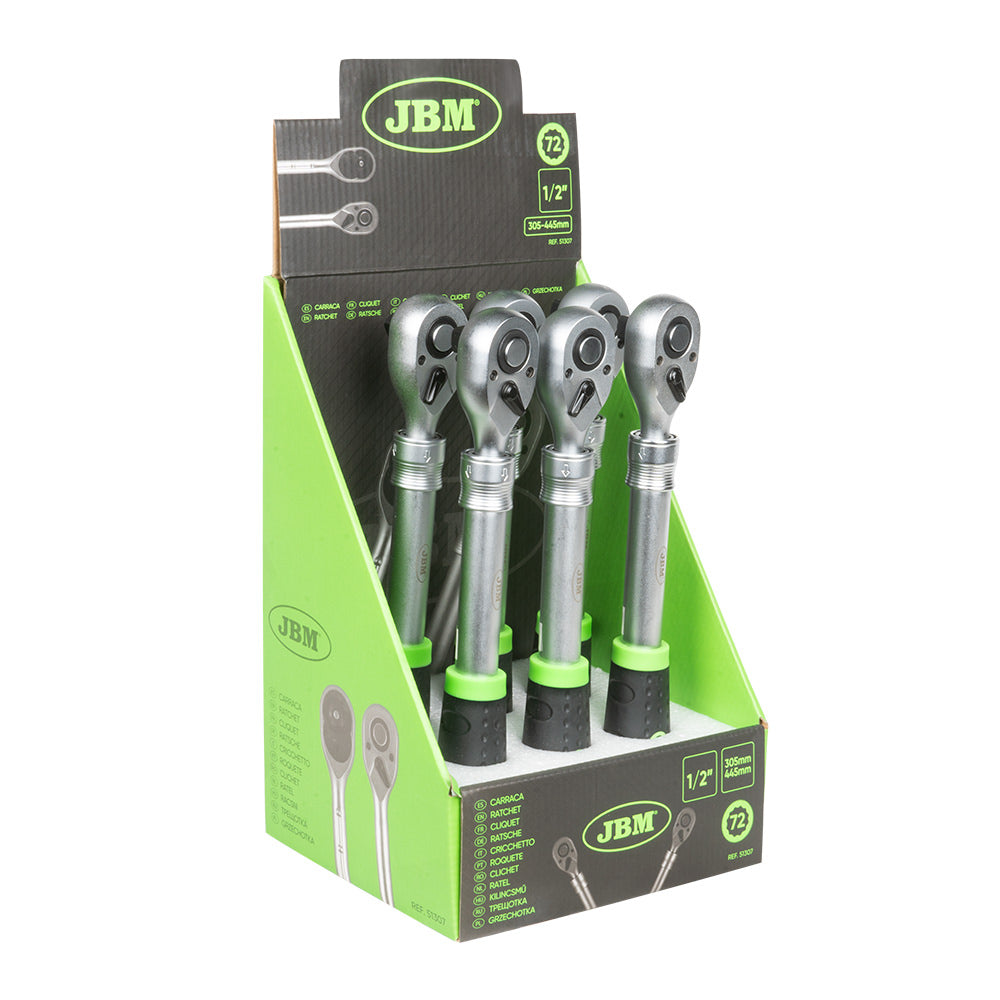 CRICCHETTO ESTENSIBILE 1/2" 305-445MM CON TESTA A 72 DENTI 51307 JBM
