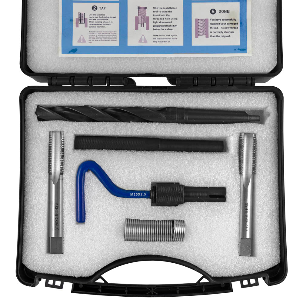 SET DI RIPARAZIONE FILETTI CON INSERTI HELICOIL M20X2,5 51899 JBM
