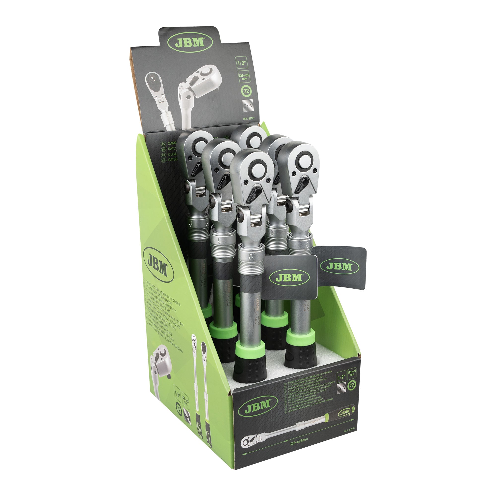 CRICCHETTO ESTENDIBILE 1/2" 350-490MM CON TESTA ARTICOLATA A 72 DENTI 52197 JBM