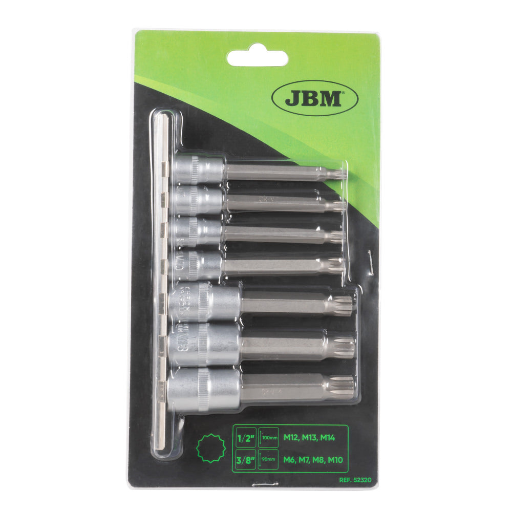 SET DI 7 INSERTI A 12 CANTI CON BUSSOLE 1/2" E 3/8" 52320 JBM