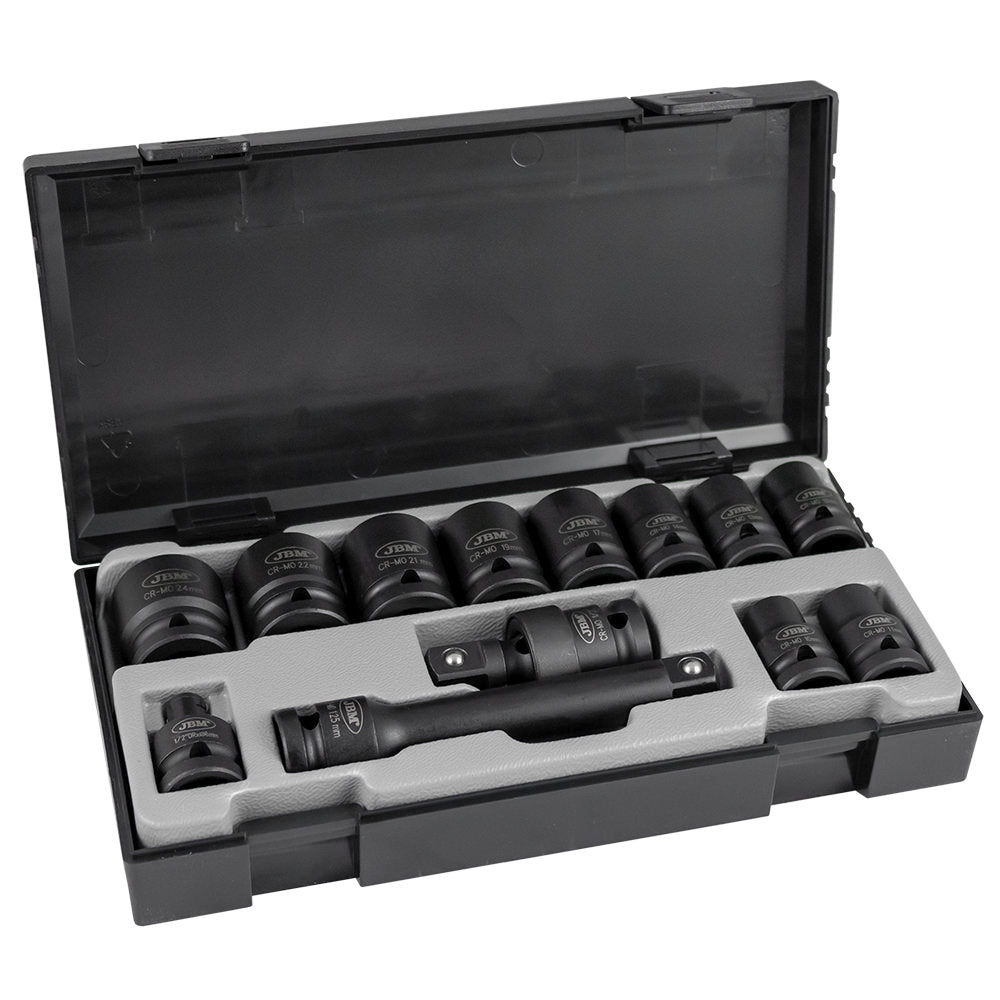 SET DI 13 BUSSOLE ESAGONALI A IMPATTO DA 1/2" + ADATTATORE JBM 52341