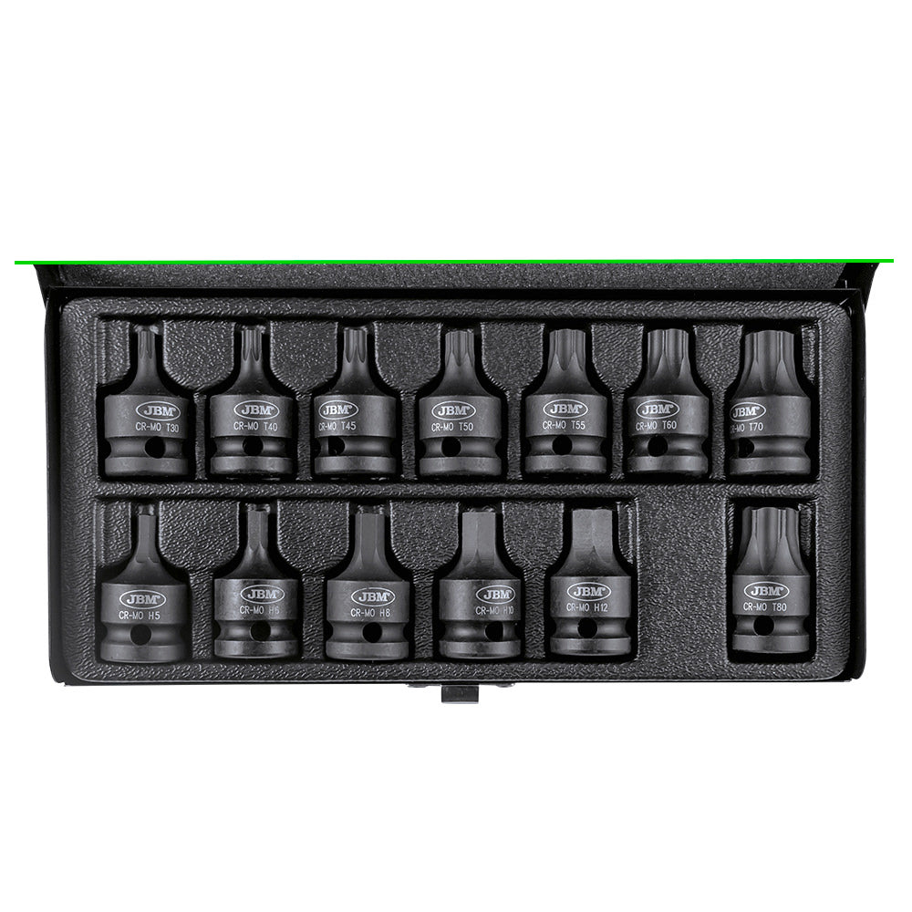 Set di 13 punte a impatto esagonali e Torx da 1/2" JBM 52344