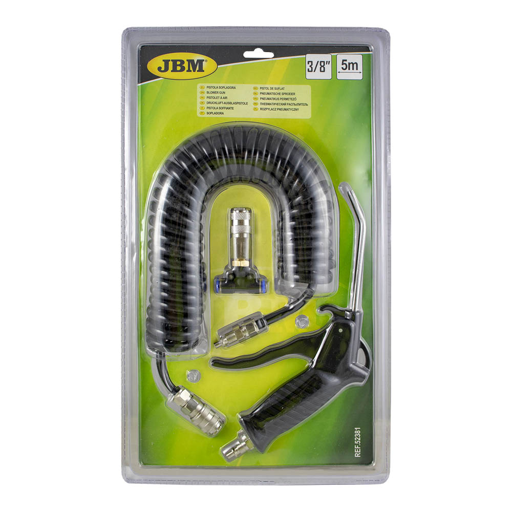 PISTOLA AD ARIA COMPRESSA + TUBO SPIRALATO DA 3/8" LUNGHEZZA 5M 52381 JBM
