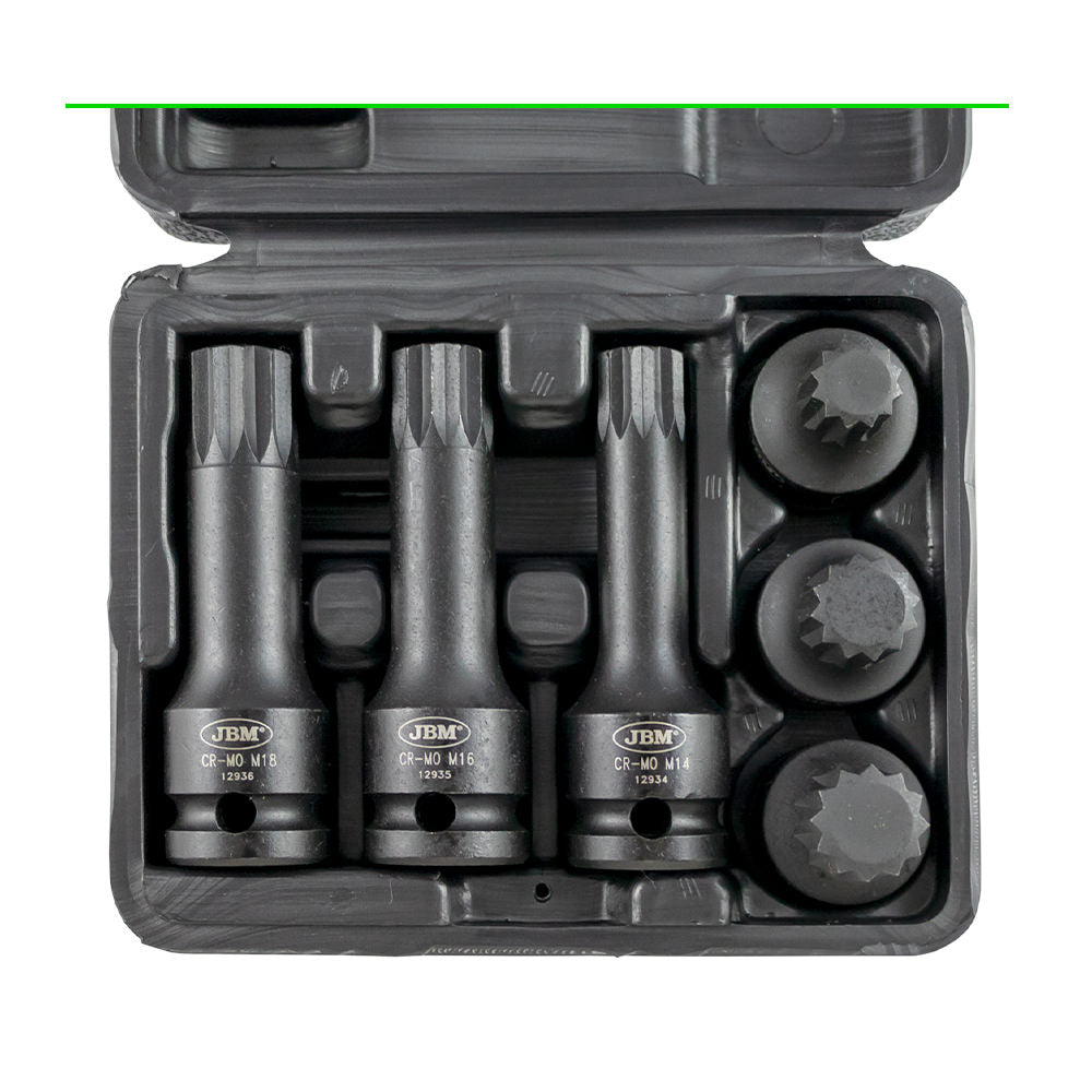 SET DI 6 BUSSOLE E PUNTE XZN PNEUMATICHE 1/2” 52546 JBM