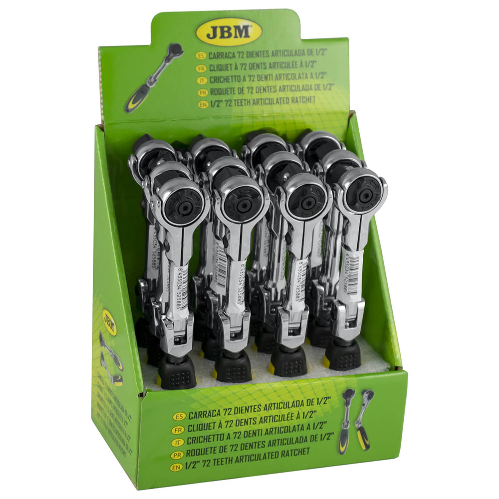CRICCHETTO ARTICOLATO 1/2" CON TESTA A 72 DENTI 172MM 52588 JBM
