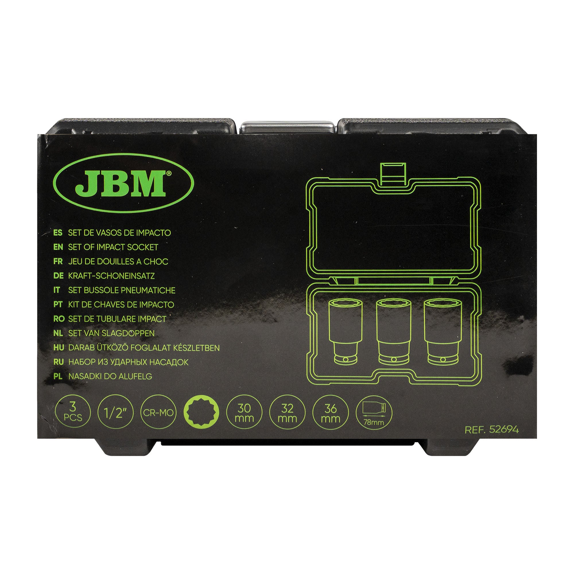 SET DI 3 BUSSOLE A IMPATTO XZN DA 1/2" JBM 52694