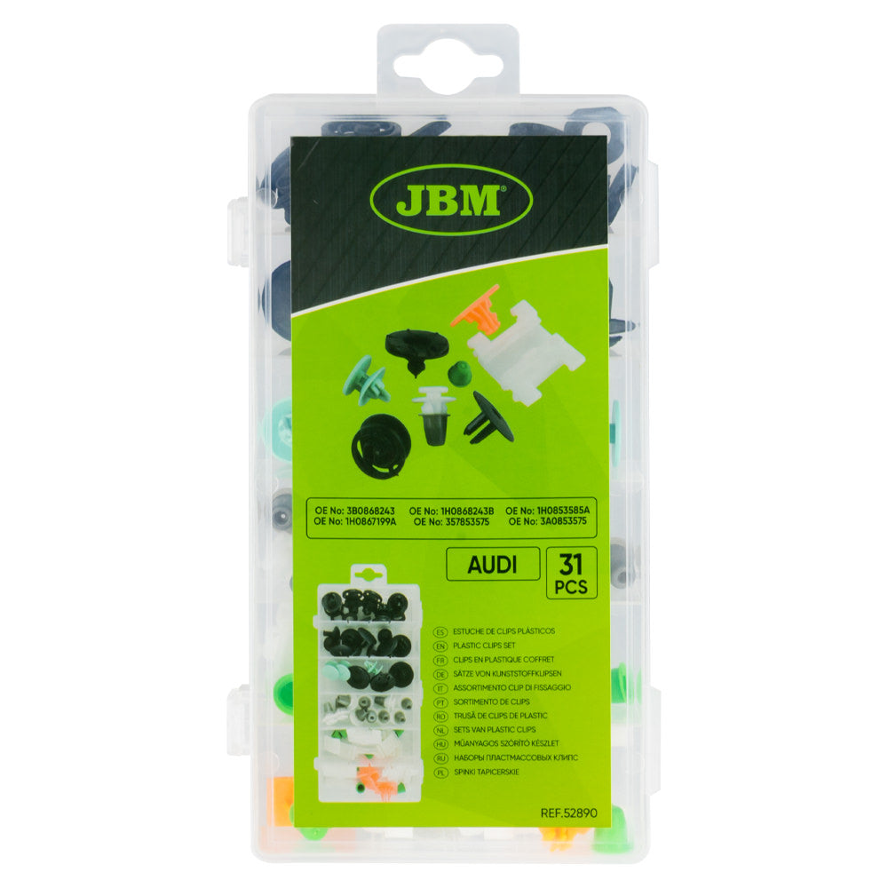 ASSORTIMENTO CLIP DI FISSAGGIO PER AUDI 31 PEZZI 52890 JBM