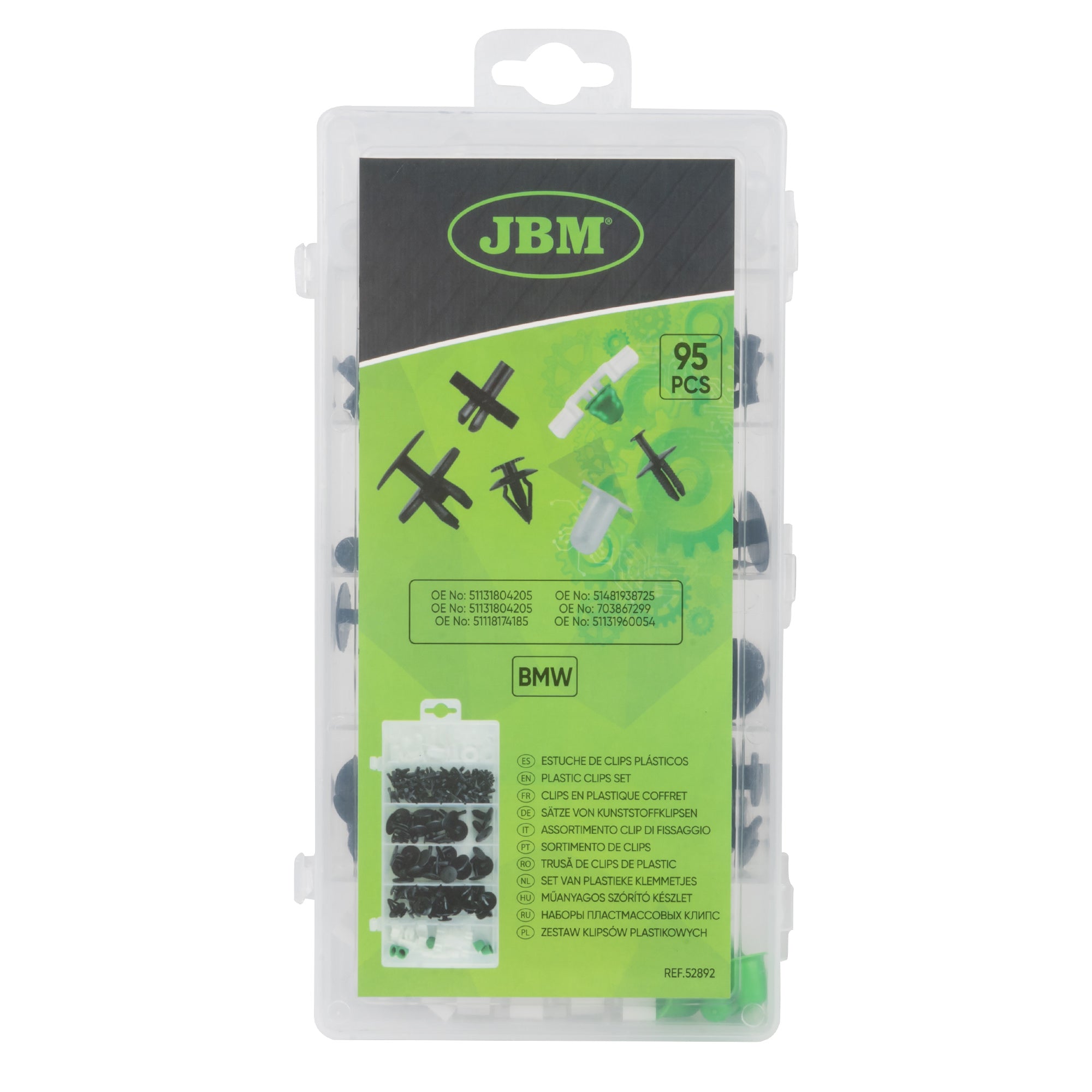 ASSORTIMENTO CLIP DI FISSAGGIO PER BMW 95 PEZZI 52892 JBM