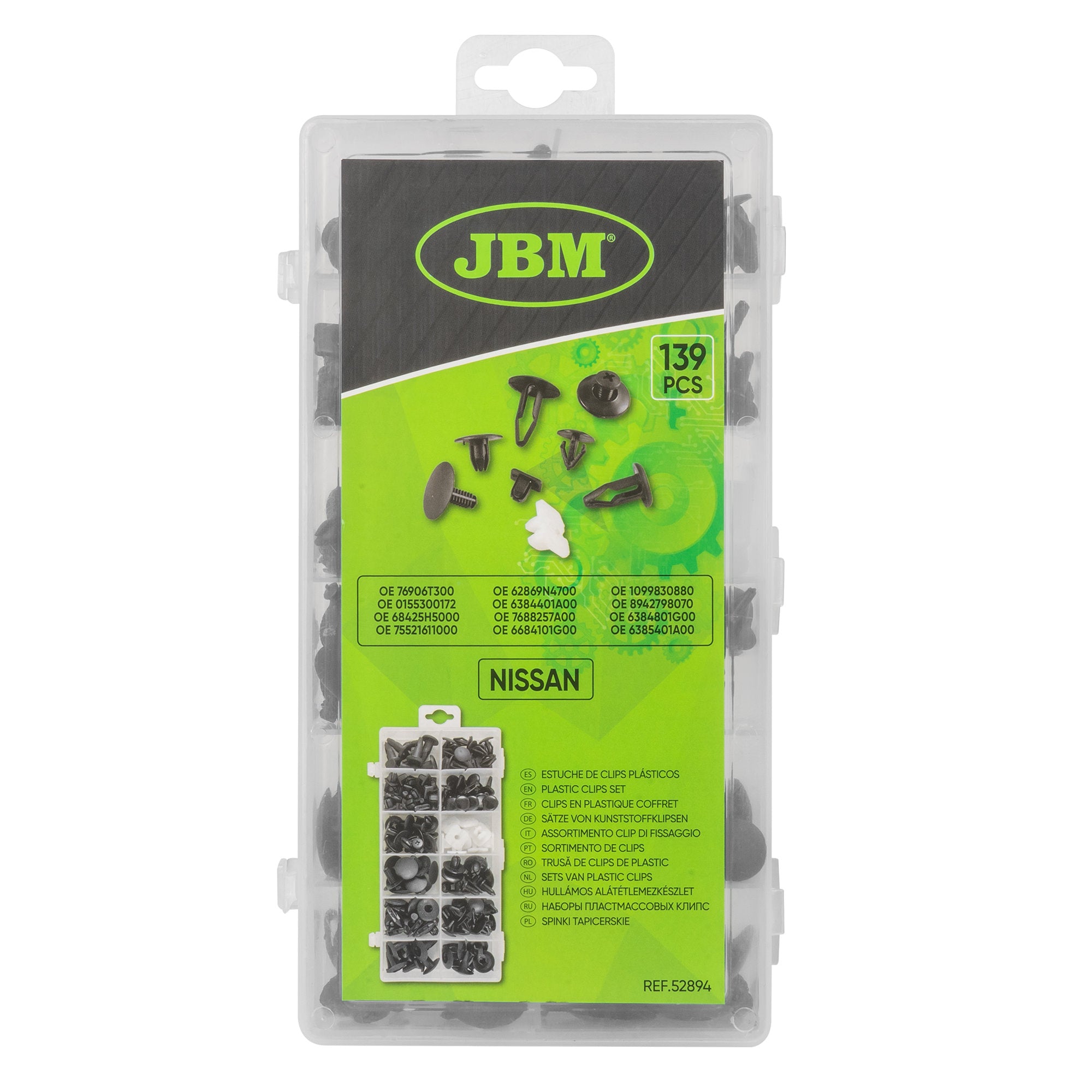 ASSORTIMENTO CLIP DI FISSAGGIO PER NISSAN 139 PEZZI 52894 JBM